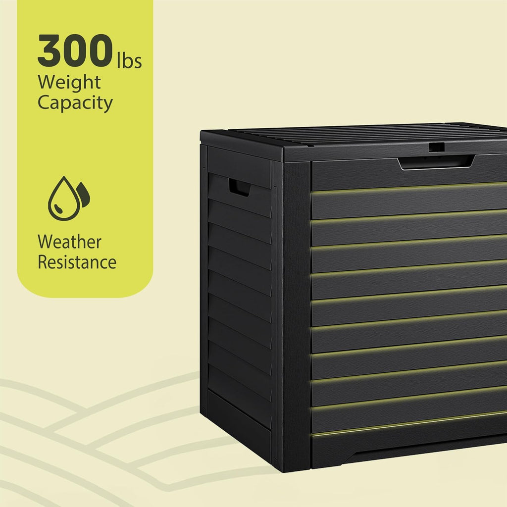 YITAHOME Outdoor Storage Box - 35 Gallon Waterproof Resin Deck Box with Lockable Lid | Black