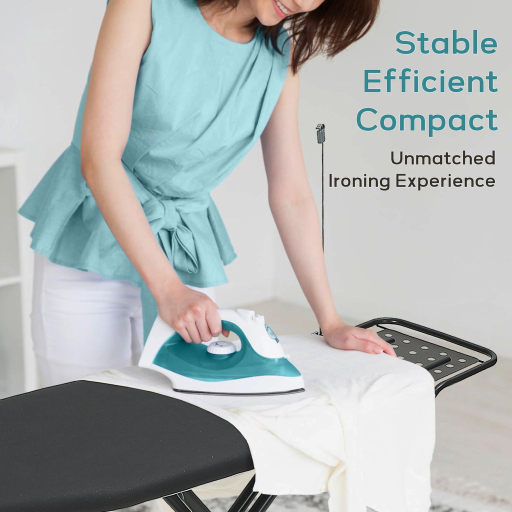 Ironing Board 48x15 in, RAINHOL Large Heavy Duty Ironing Boards Full Size with Pad and Cover, Height Adjustable Iron Stand with Storage Tray and Iron Rest, Black