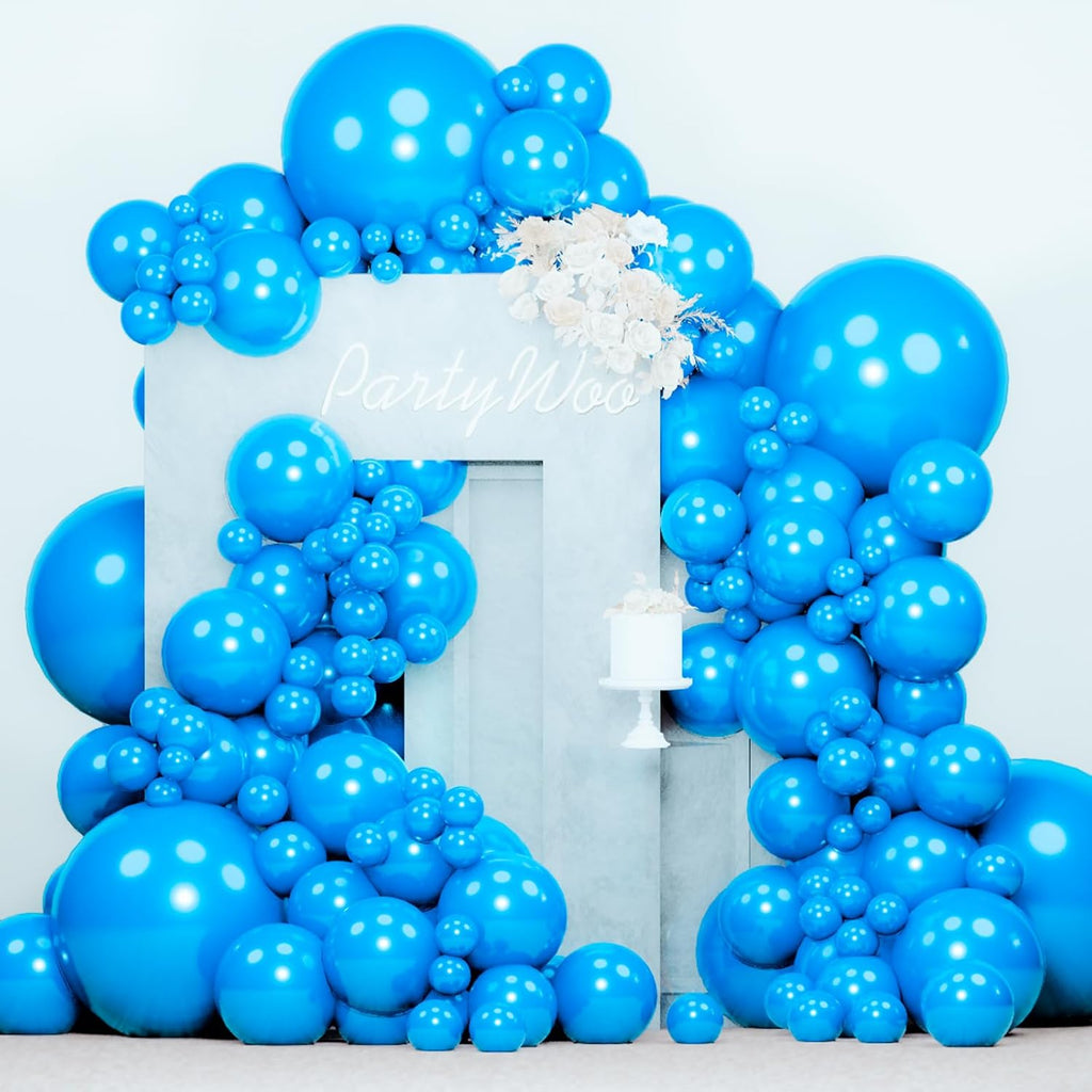 PartyWoo Pearl Blue Balloons - 140-Piece Sky Blue Latex Balloon Arch Kit for Graduation & Birthday Decor