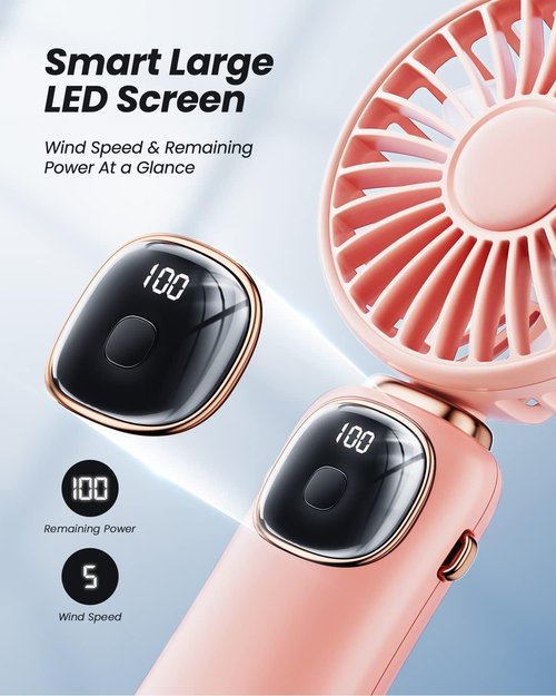 coldSky Portable Handheld Fan - 4000mAh Battery, 3-in-1 Design with LED Display | 5-Speed, Foldable, Versatile Use