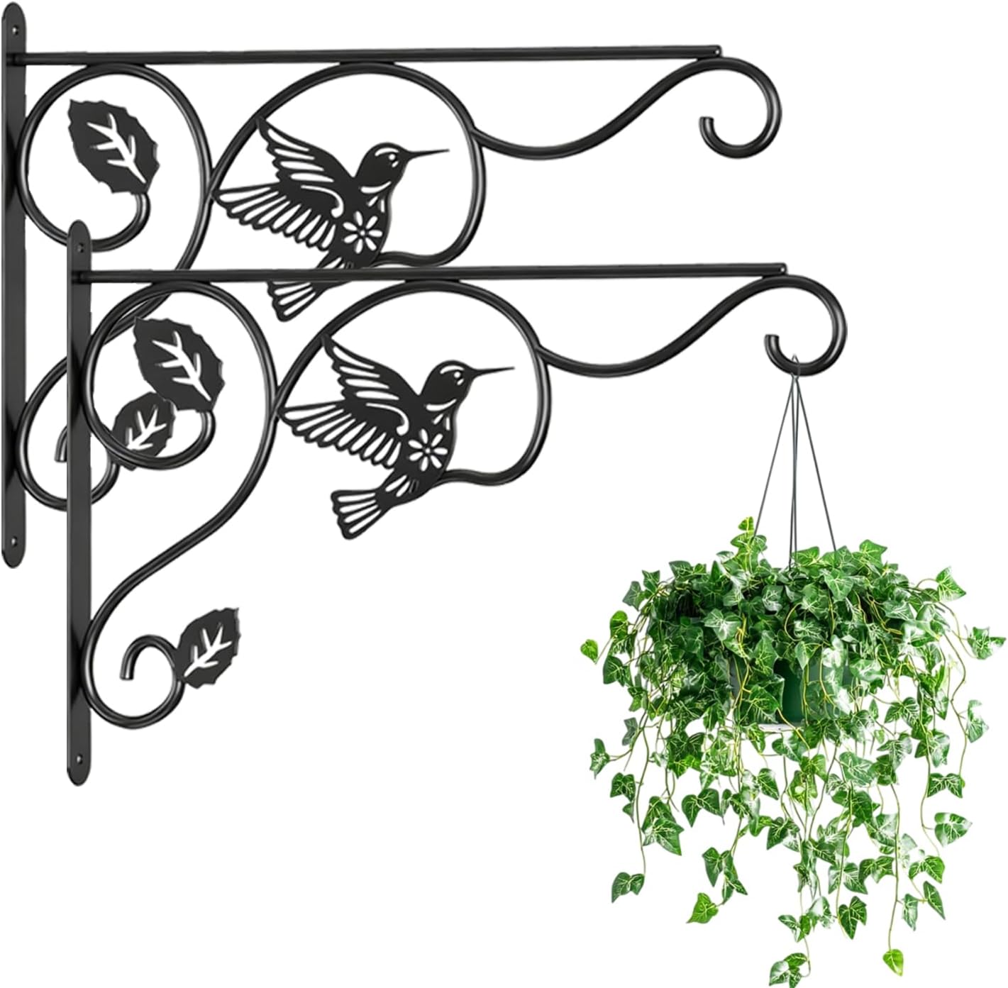 Skiennix Plant Hooks - Sturdy 12-Inch Metal Wall Hangers for Indoor/Outdoor Decor | Black Finish