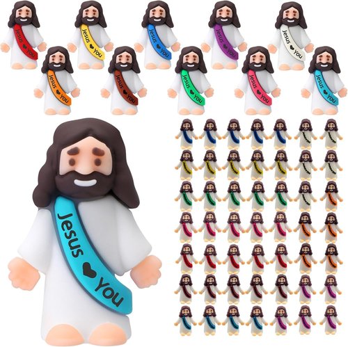 Little Pocket Jesus Figures by 50 PCS - Tiny Rubber Jesus Figurines for Easter Gifts | VBS & Sunday School
