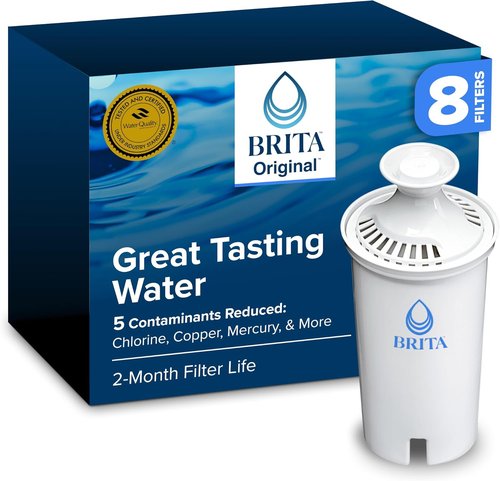 Brita Standard Water Filter | BPA-Free Pitcher Filter Reduces Copper, Cadmium & Mercury | 8-Pack, White