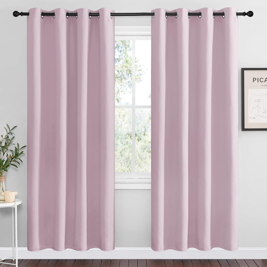 NICETOWN Baby Pink Blackout Curtains - Thermal Insulated Drapes for Bedroom | 78 Inches Long, 55 Inches Wide