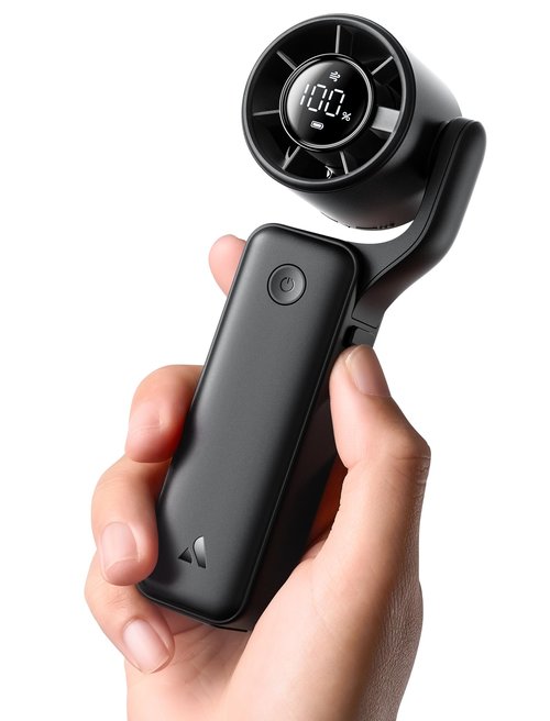 Aecooly Ultra-Pocket Portable Handheld Turbo Fan, 5 Gear AirGimbal Jet Force Airflow, Up to 17 Working Hours, USB Rechargeable Personal Battery Operated Mini Fan, for Travel/Outdoor/Vacation -Black