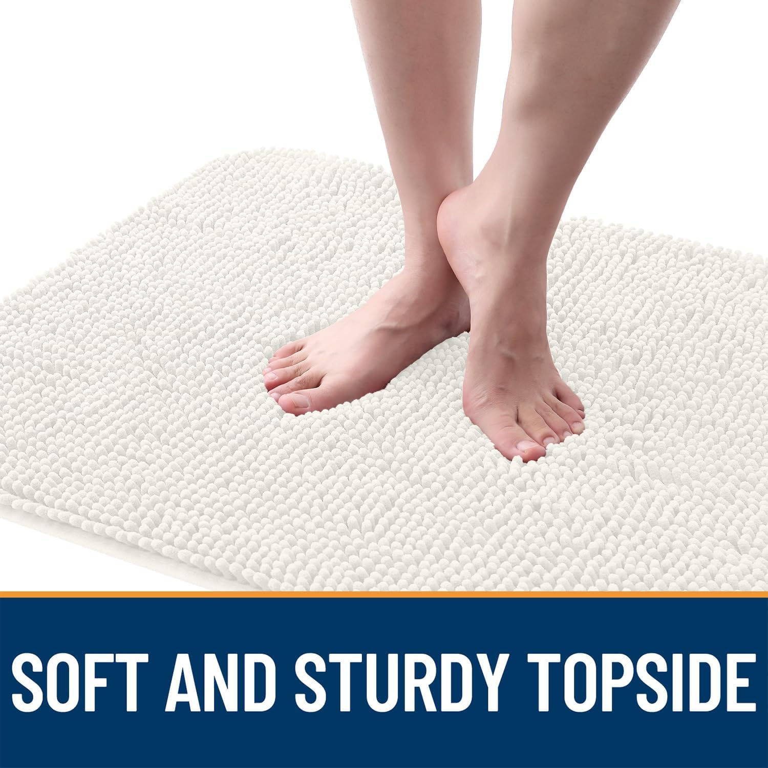 OLANLY Dog Door Mat - Absorbent Non-Slip Mud Mat for Indoor Use | Quick Dry Chenille, 59x20, Ivory