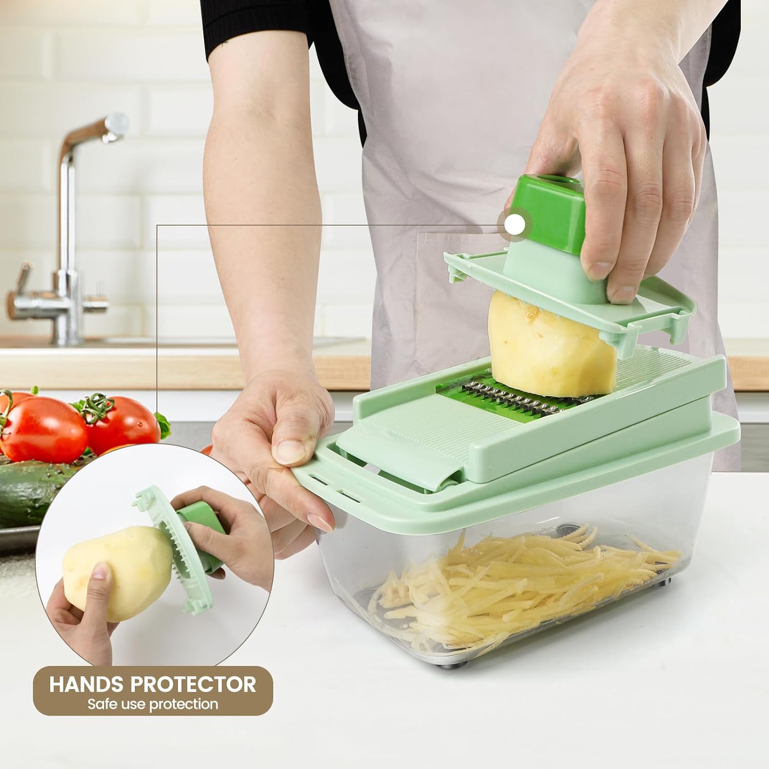 Skiennix 16-in-1 Vegetable Chopper - Multifunctional Kitchen Gadget with 8 Blades & Container for Easy Food Prep