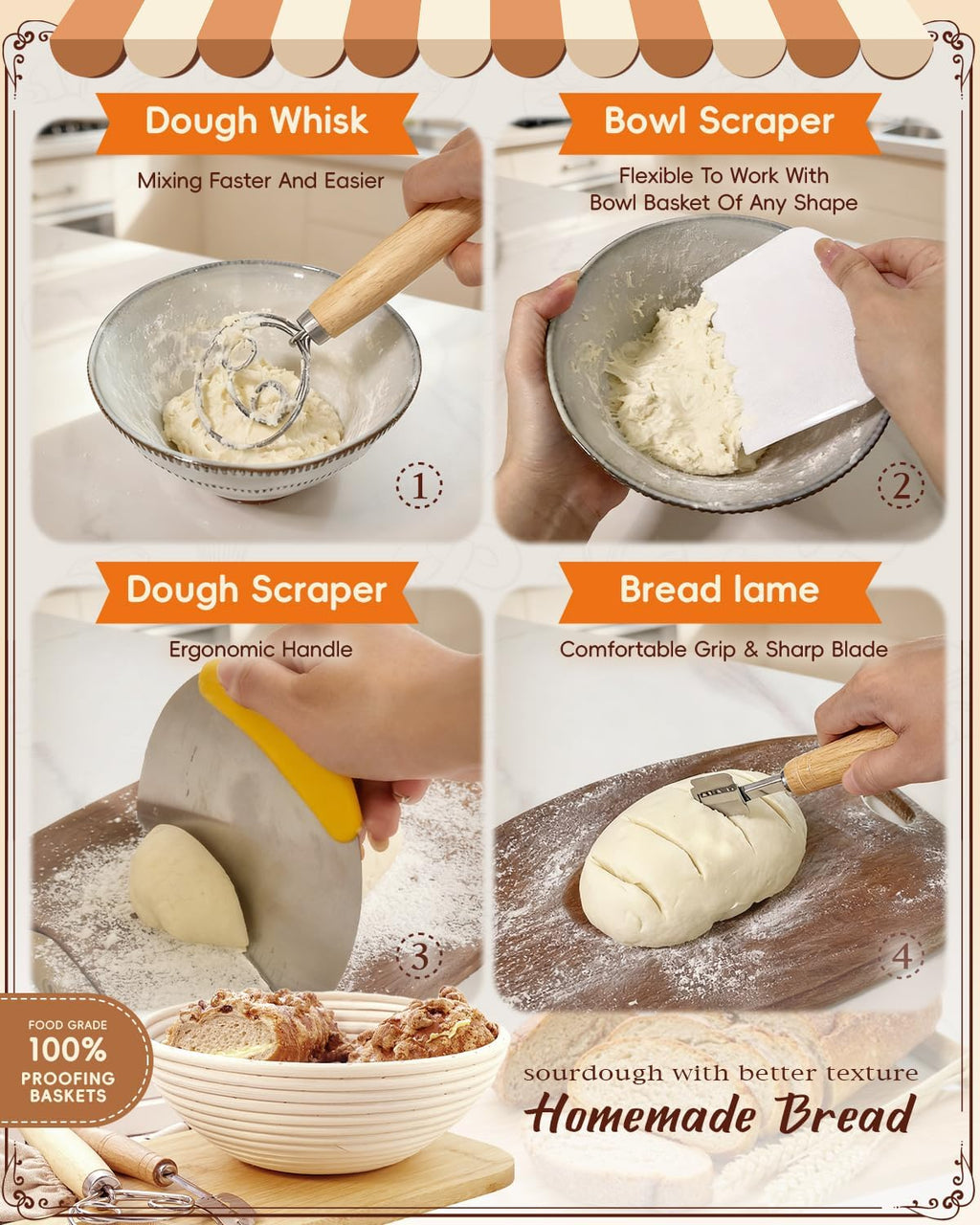 **Sourdough Starter Kit by Complete | Easy-to-Clean Baking Supplies for Beginners | Includes Proofing Basket, Sling, Jar & More**
