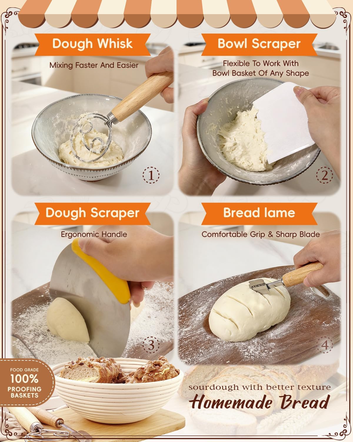 **Sourdough Starter Kit by Complete | Easy-to-Clean Baking Supplies for Beginners | Includes Proofing Basket, Sling, Jar & More**