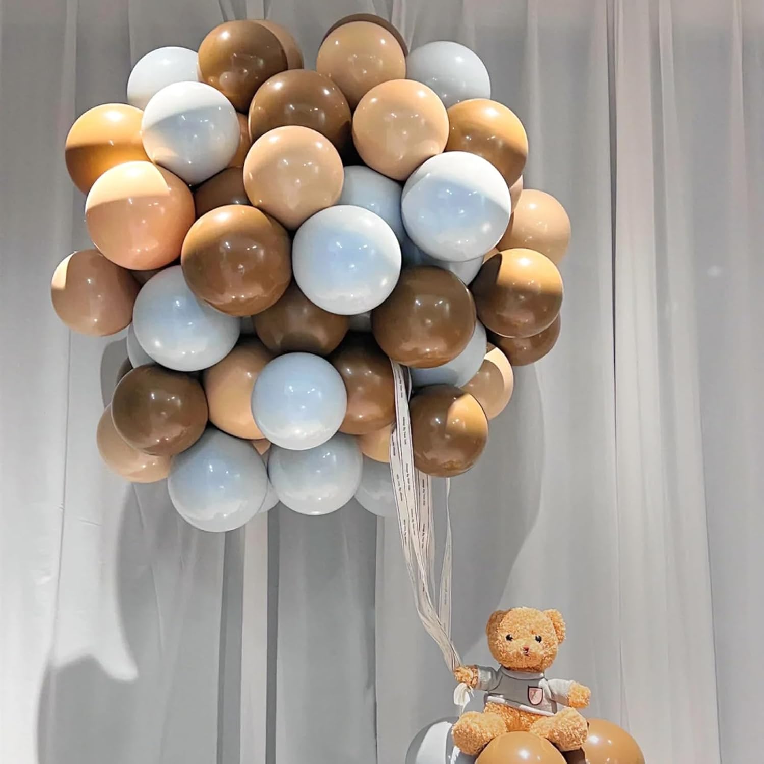 Voircoloria 12-Inch Khaki Latex Balloons - 105-Piece Set for Birthday, Baby Shower, and Wedding Decor