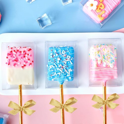 Jutieuo Clear Rice Krispie Treat Boxes - 45 PCS Individual Cakesicle Containers | 3.5x2.4x1.38 Inches