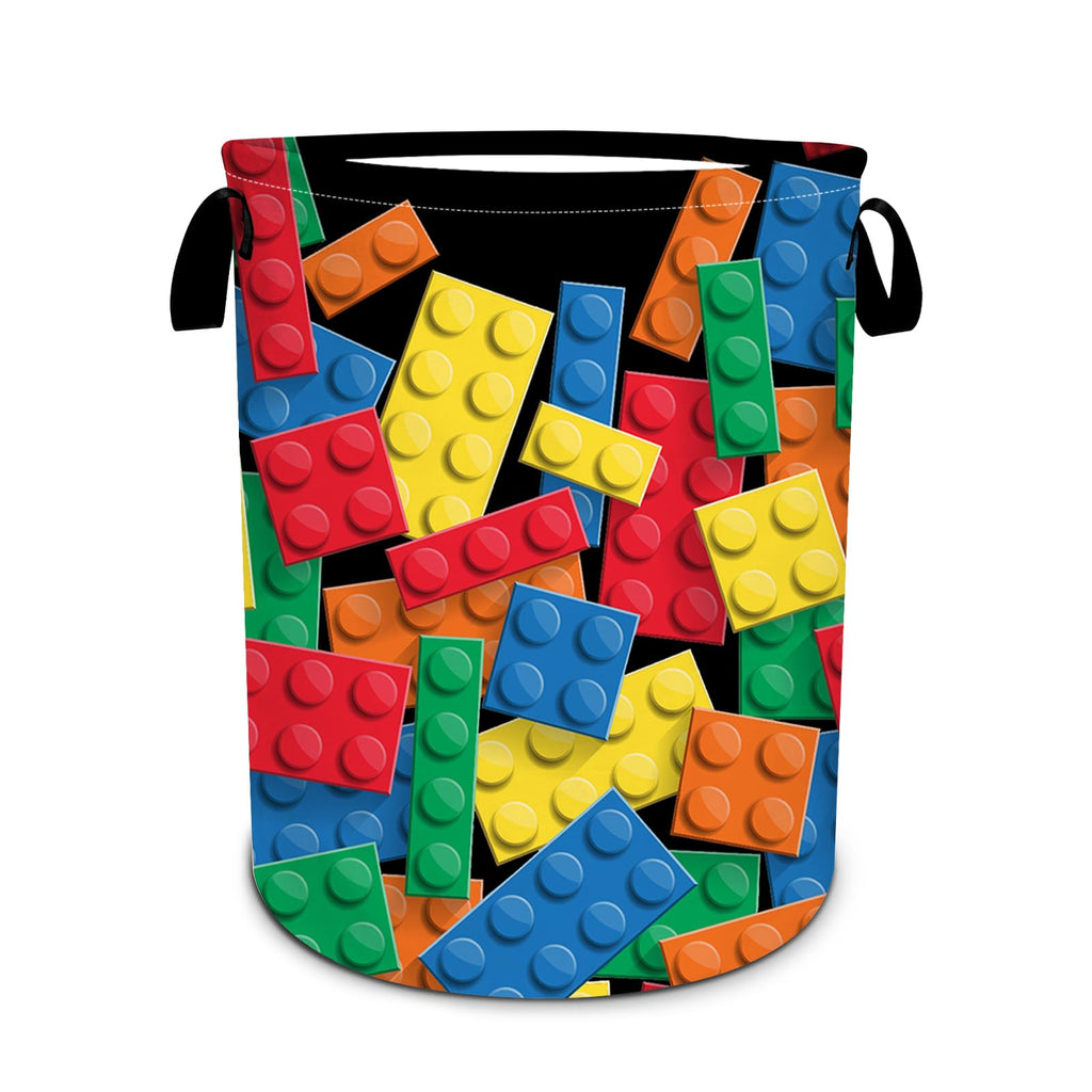 Colorful Building Blocks Laundry Basket, Funny Bricks Laundry Hamper Foldable Waterproof Tote Bag Dirty Clothes Storage Bucket Toy Organizer for Bathroom/Laundry/Bedroom 15.7"x19.6"