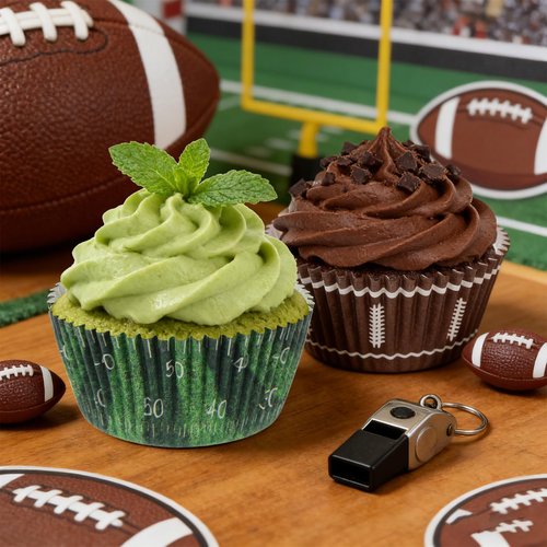 600 Pcs Paper Baking Cups Cupcake Wrappers,Football Cupcake Liners