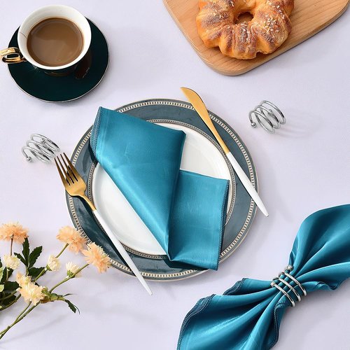 Silver Napkin Rings Sets of 12, Metal Napkin Holders Thanksgiving Fall Christmas Party Table Decorations Birthday Wedding Holiday Dinning Table Decor Gifts Idea for Home Host Family Gatherings
