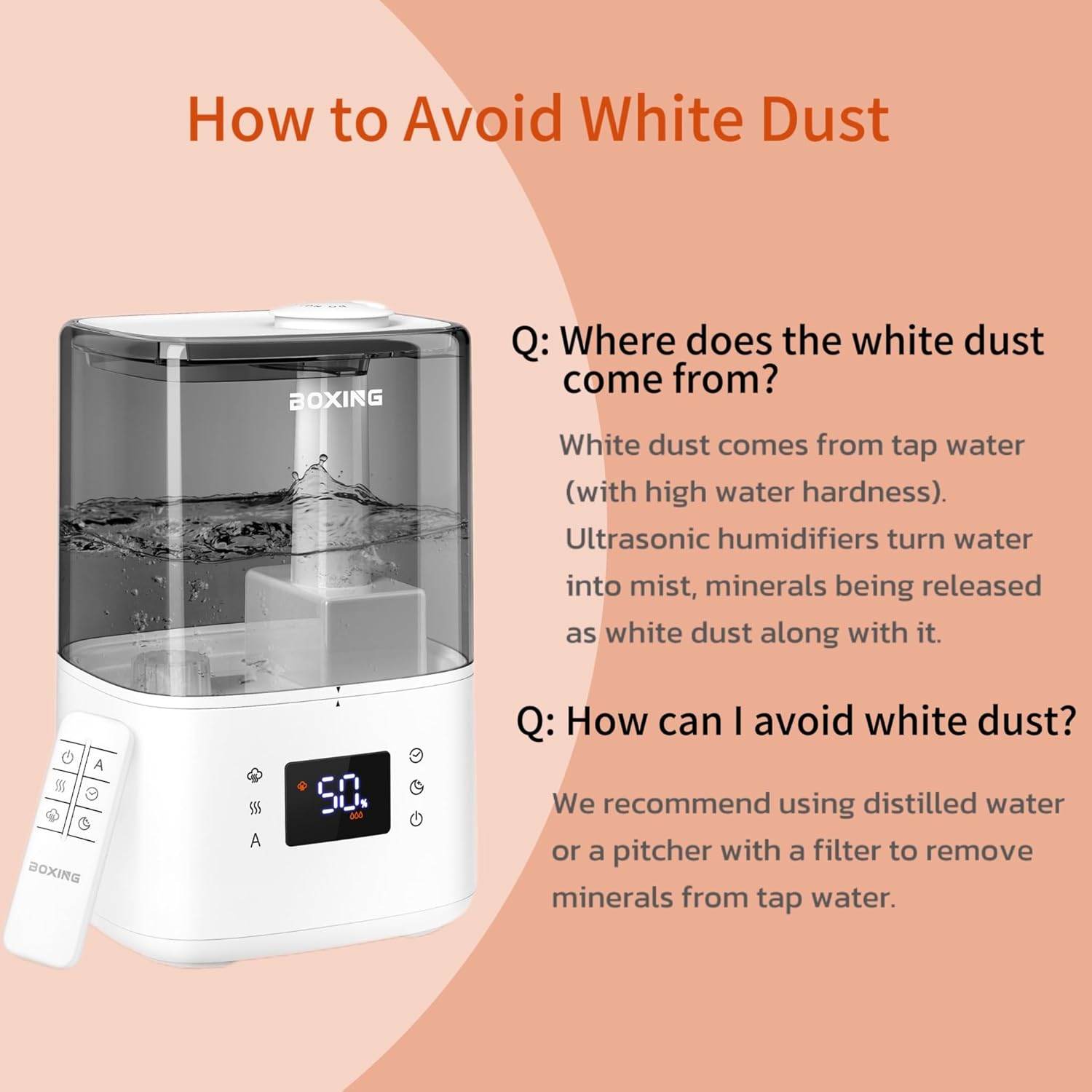 BOXING Ultrasonic Humidifier - 4.5L Warm & Cool Mist Essential Oil Diffuser with Remote | Quiet Sleep Mode, Auto Shut-Off, 45H Runtime
