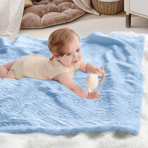 BORITAR 3D Fleece Baby Blanket - Soft & Cozy Plush for Infants | 30x40 Inch, Baby Blue