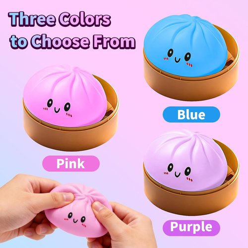 Dumpling Squeeze Toy - Colorful Stress Relief Fidget Ball | Stretchy Hand Toy for Parties (Pink)