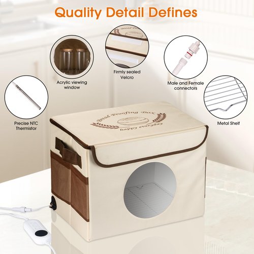 Foldable Bread Proofing Box with Temperature Timer Controller (86-113℉),Space-Saving Dough Proofer with Metal Rack,Sourdough Starter Warmer,Proofing Box for Bread Baking,Pizza,Yogurt,Seed Starting