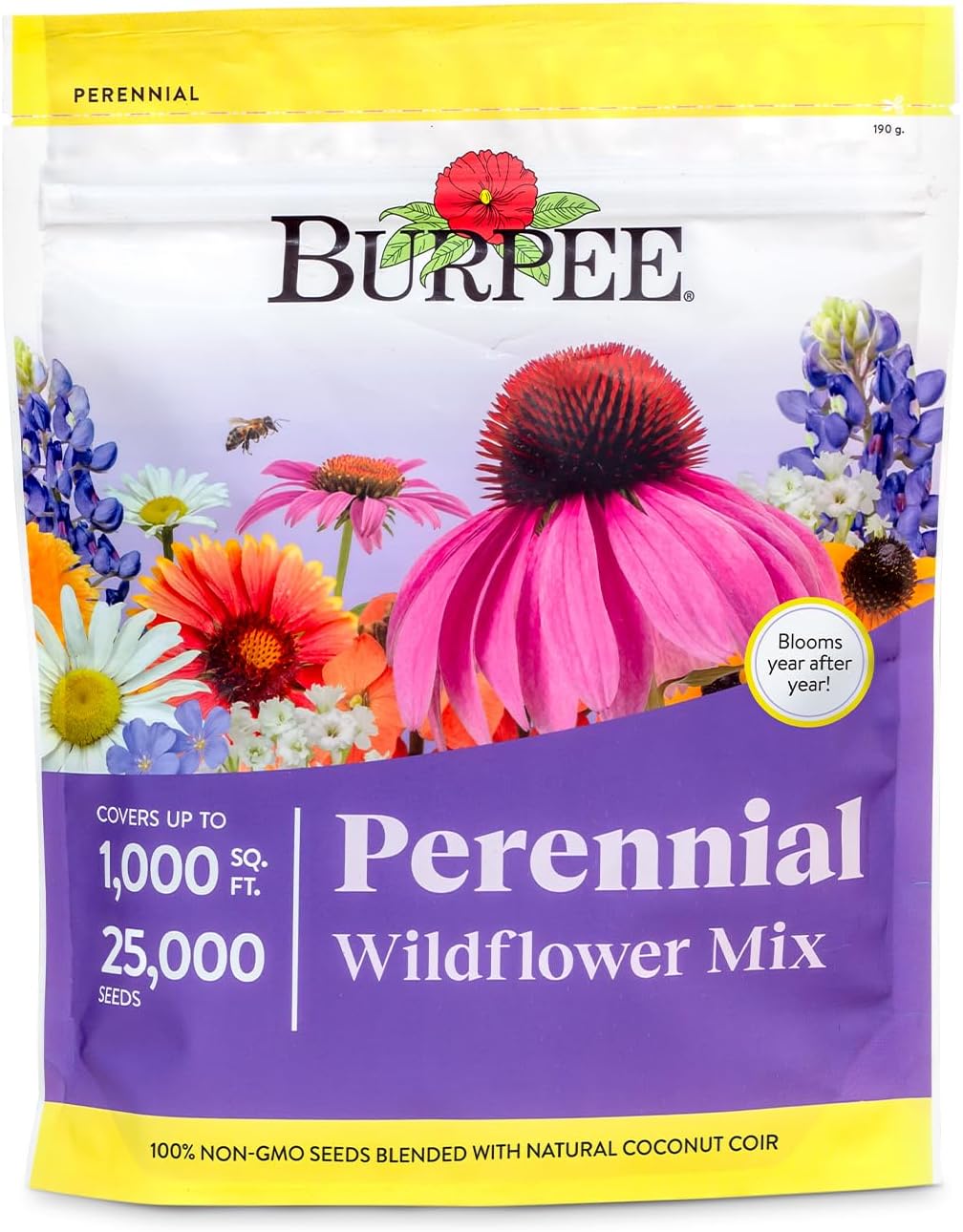 Burpee Wildflower Seeds - 25,000 Bulk Non-GMO Flower Seeds for Pollinator Garden | 18 Varieties