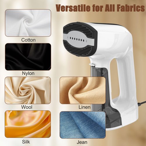 Vacuum Steamer for Clothes, 3200Pa Suction Handheld Clothes Steamer, Dual Mode, LED Display, Portable Travel Steamers for Clothes, Steaming & Ironing 2 In 1, 160ml Water Tank (for 110-120V) - White