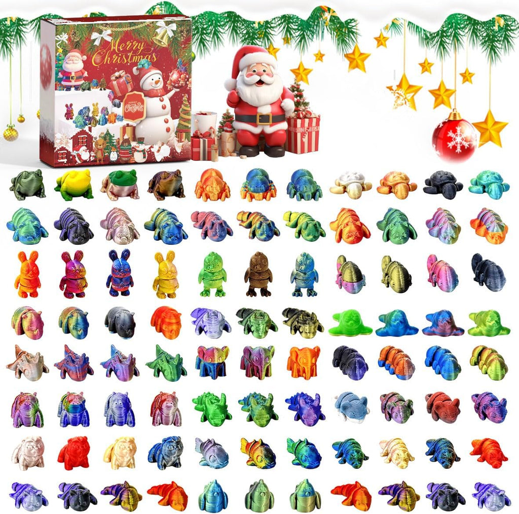 Skiennix Christmas Advent Calendar - Mini 3D Printed Animal Set for Kids | 24 Days of Fun Gifts