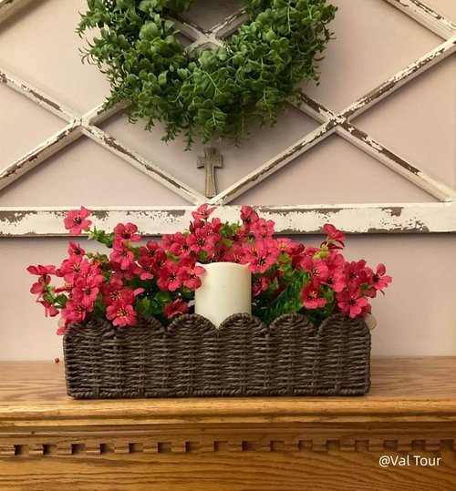 CubesLand Storage Basket - Woven Paper Rope with Scalloped Edges & Wood Handle | Brown, Versatile Home Décor