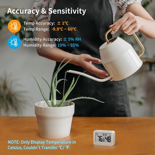 DOOMAY Mini Hygrometer - Digital Indoor Thermometer with Humidity Gauge | 2-Pack for Greenhouse & Baby Room