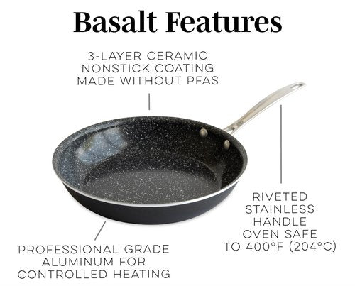 Nordic Ware Basalt Aluminum Saute Skillet, 8-Inch, Ceramic Coating