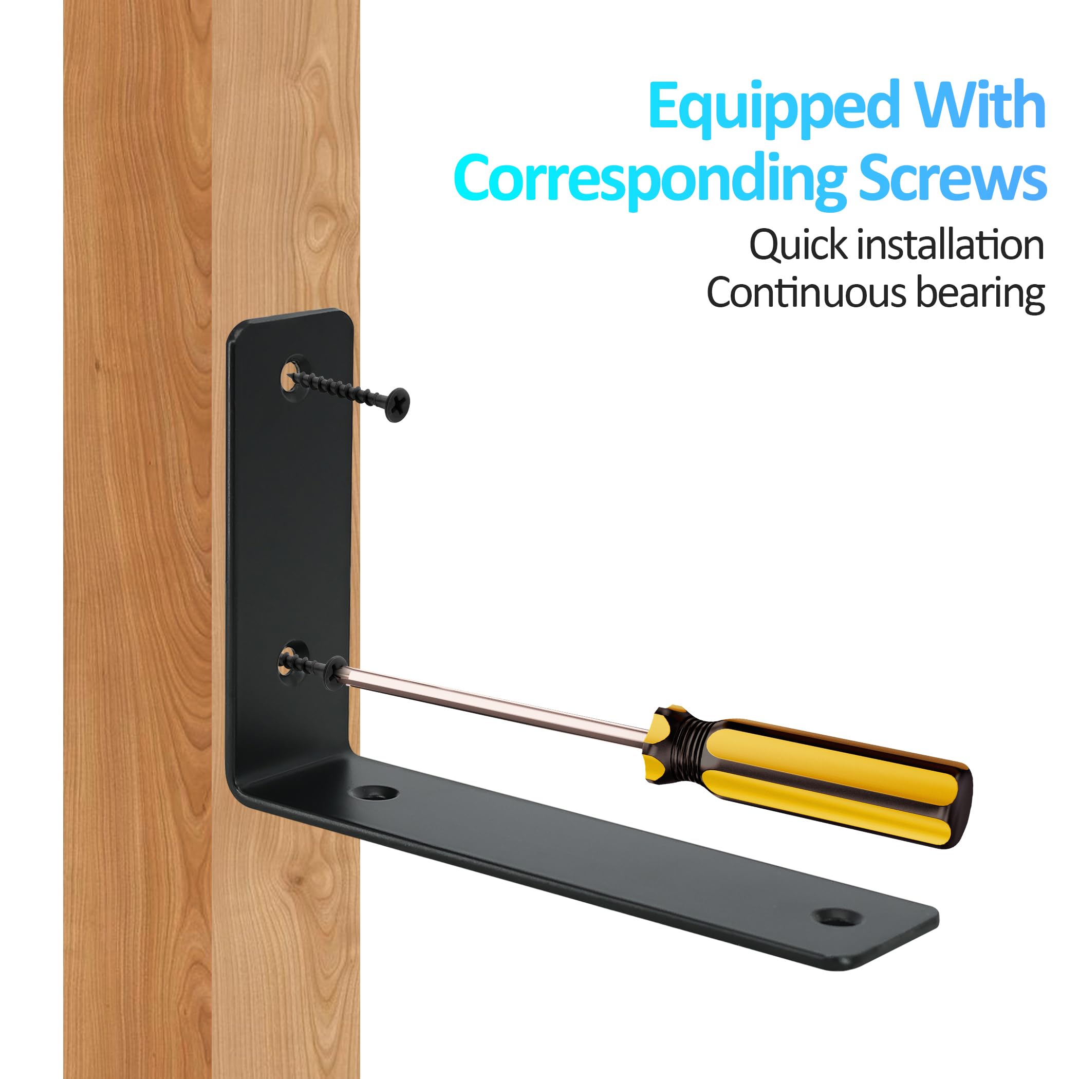Redunest L Floating Shelf Brackets,4 Pack Heavy Duty L Brackets for Shelves, L 5" X H 4" Black Metal Countertop Support Brackets,Wall Mounting for Wood