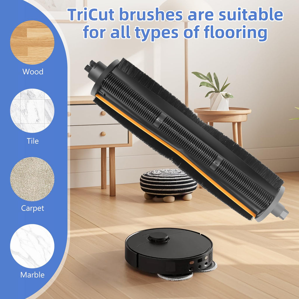 TriCut Brush for DREAME L40 Ultra / X40 Ultra / X30 Ultra / L10s Ultra / L30 Ultra / L20 Ultra / L40s Ultra / X40 Master. Durable Anti-Tangle, Suitable for All Kinds of Floors and Pet Hair