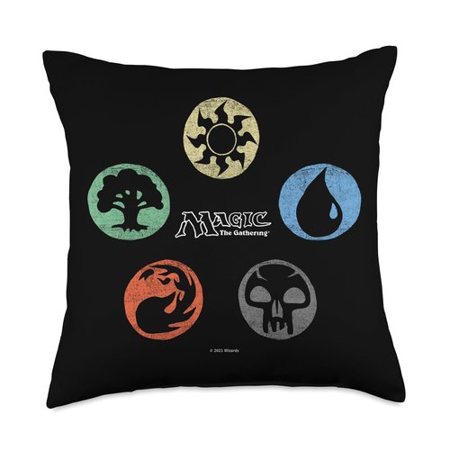 Magic: The Gathering Colored Mana Symbols Throw Pillow