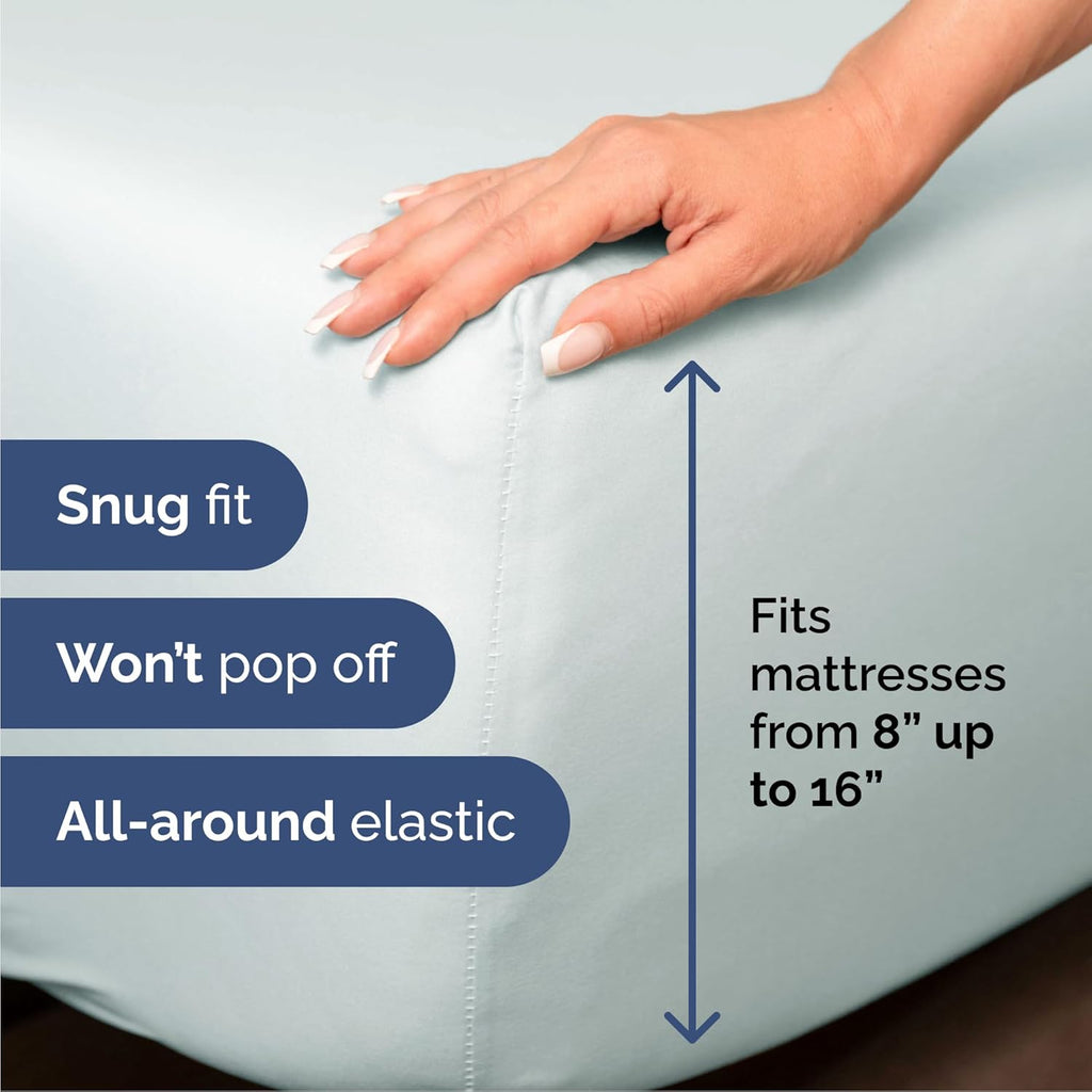 Queen Size 4-Piece Sheet Set | Skiennix Comfy Cooling Bed Sheets - Ultra-Soft, Wrinkle-Free, Deep Pockets - Ice Blue