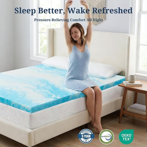 IULULU Twin Size Mattress Topper - 3 Inch Gel Memory Foam for Pressure Relief & Cooling Comfort