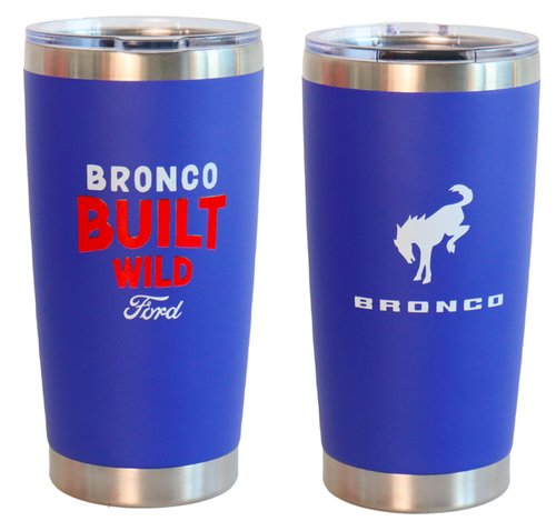 Jeep Ford Bronco Built Wild Logo Insulated 20 oz Travel Coffee Mug | FREE Ford and Bronco Sticker Pack Included