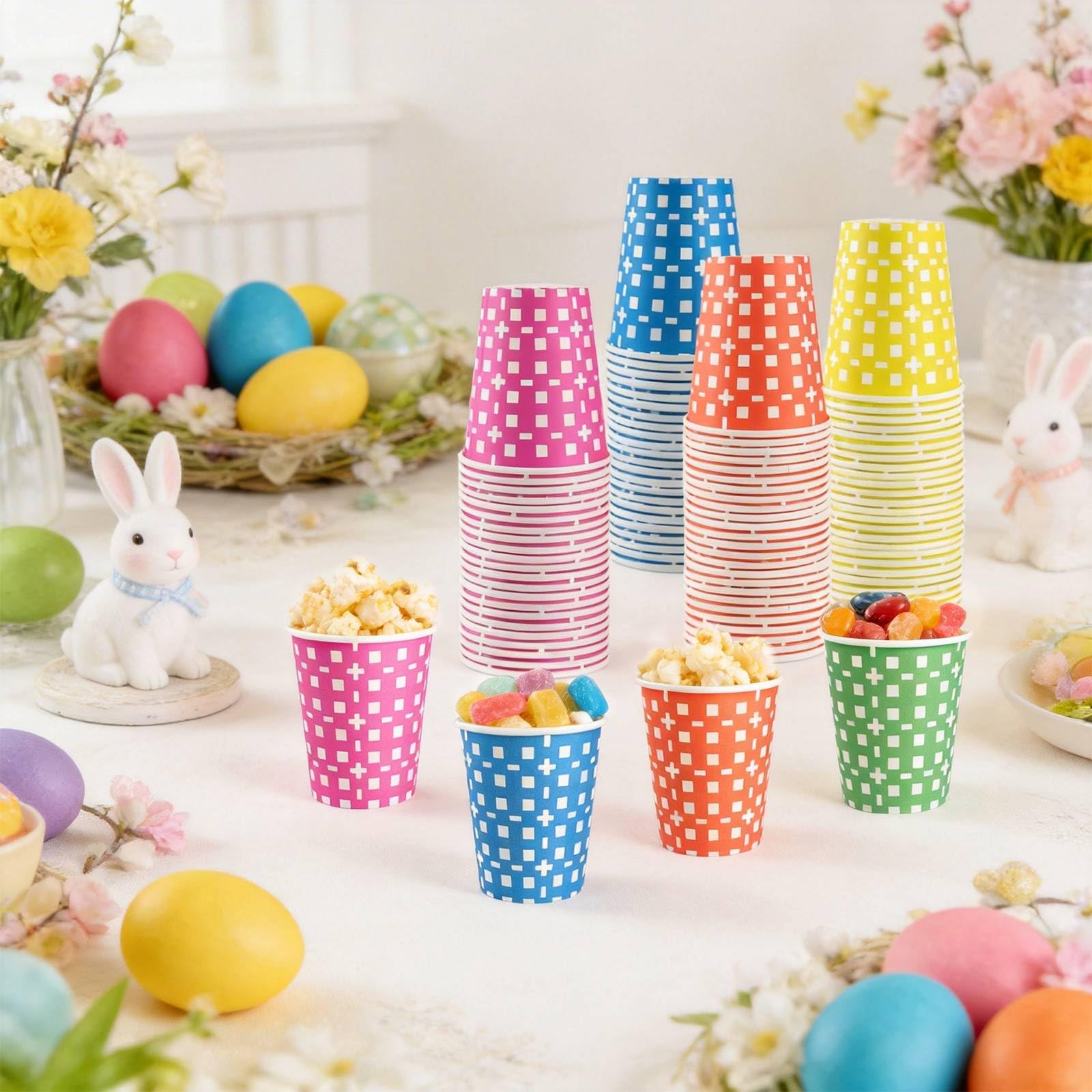 CUPLOOV 500Pack 5 oz Paper Cups, Multicolor Small Bathroom Mouthwash Disposable Paper Cups Dessert Dispenser for Home Use, Party, Picnic, Travel and Event, BBQ, 5 Colors