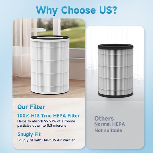 2 Packs HAP606 HAP609 Replacement Filter for VisionAir HAP606 & ECOSELF HAP609 Air Purifier, 3-Stage Design with Activated Carbon, HEPA Pre-filter, Air Filter for Home Large Room