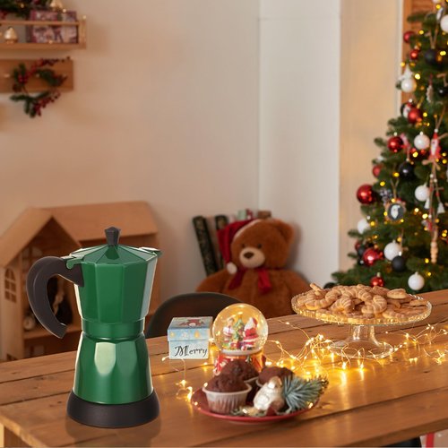 Lemosae Coffee Pot 6 Cup Electric Espresso Coffee Maker Italian Moka Maker 300ml Portable Aluminum Espresso Machine Cafetera Moka Pot with Detachable Base, Gift for Home Travel(Dark Green)