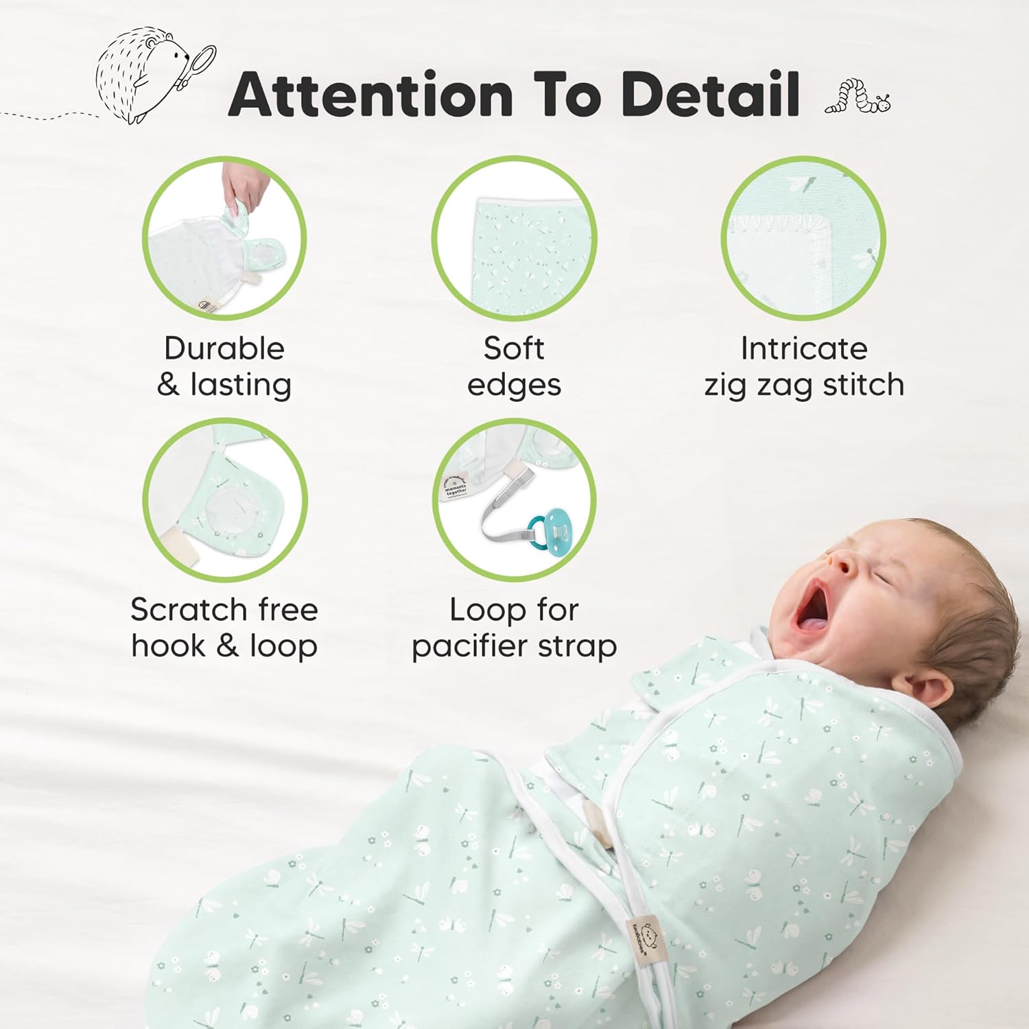 Skiennix Organic Baby Swaddle Sleep Sacks - Soft & Snug for Newborns 0-3 Months | 3-Pack (Garden, OS)