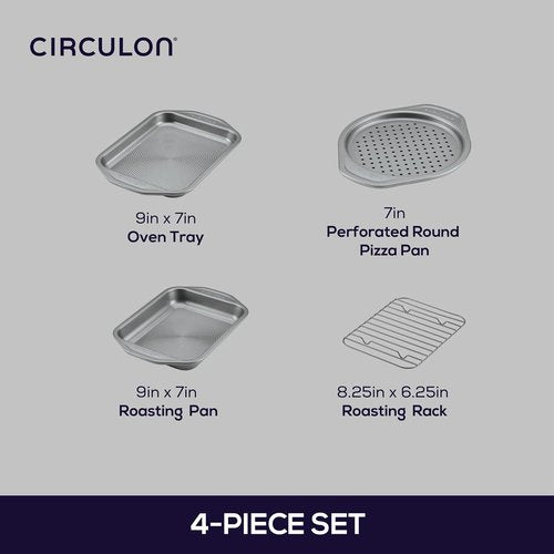 Circulon Total Bakeware Nonstick Pizza Pan Baking Set - 4-Piece Toaster Oven Essentials