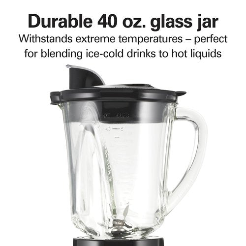 Hamilton Beach Blender and Food Processor Combo for Shakes & Smoothies, With 3 Cup Electric Food Chopper Attachment, 40 oz Glass Jar, Blender Travel Cup, 700 Watts Peak Power, Gray & Black (58163)