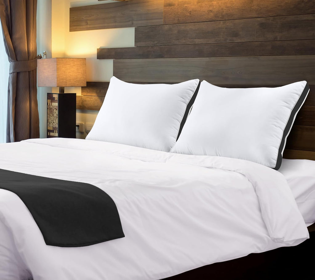 Utopia Bedding Queen Size Bed Pillows - Soft & Fluffy Down Alternative, Cooling Gusseted Set of 2 (Black)