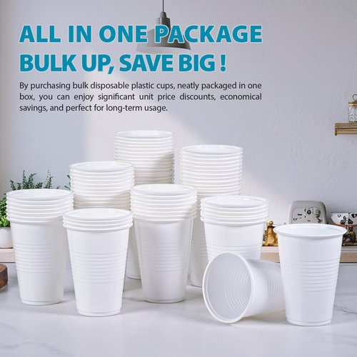 Lilymicky 2000 PACK 9 oz White Plastic Cups, 9 Ounce Disposable Drinking Cups for Birthday Parties, Picnics, Ceremonies