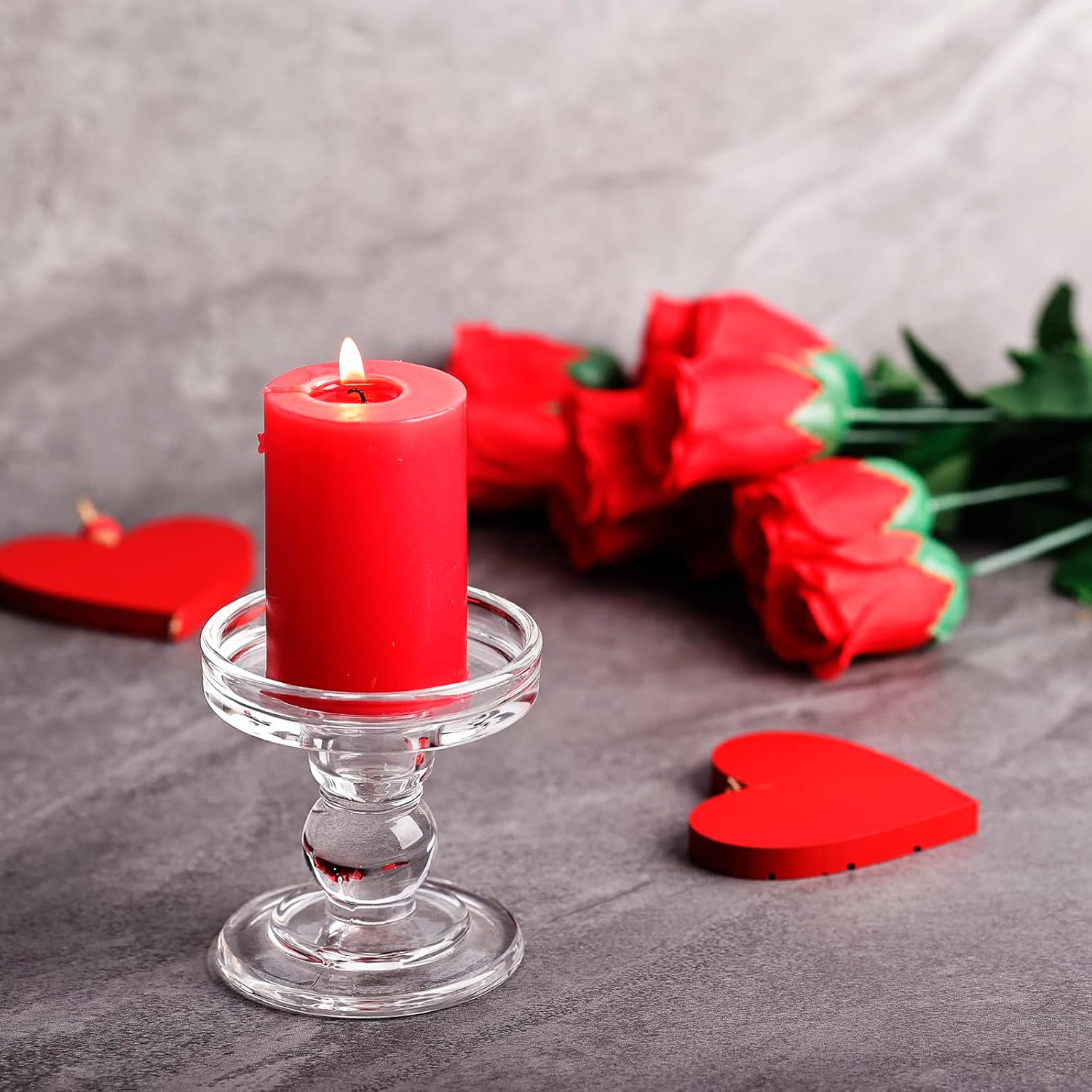 Regine Switzerland Glass Candle Holders - Elegant Pillar Candle Holder Set of 3 for Weddings | Home Decor
