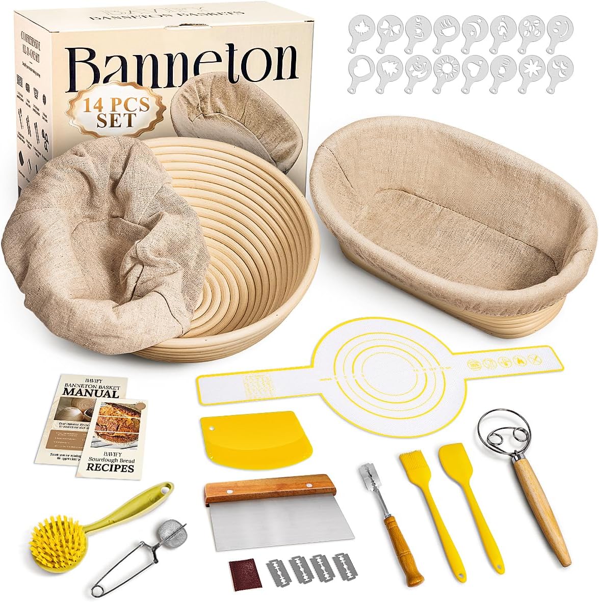 Skiennix Sourdough Starter Kit - Complete Bread Baking Set with Proofing Baskets & Tools