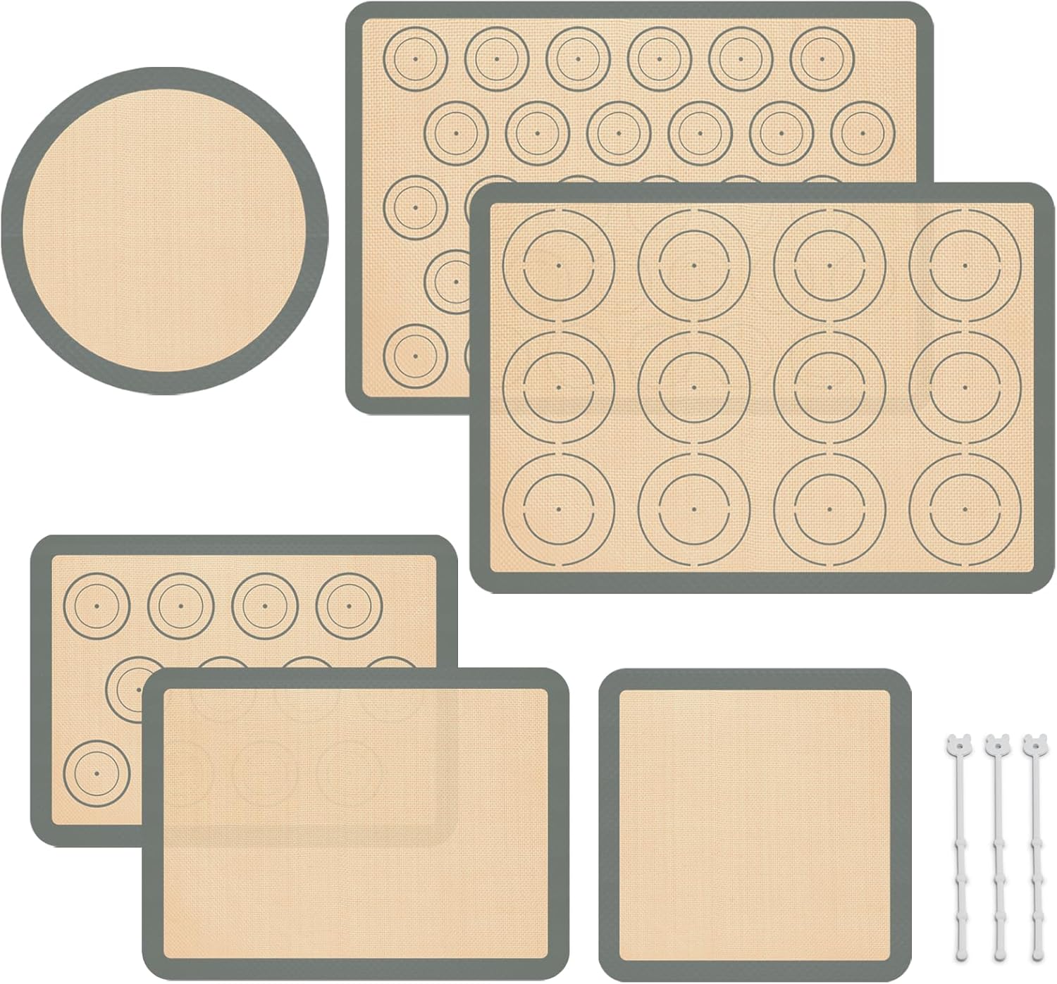 Skiennix Silicone Baking Mats Set of 6 - Non-Stick Reusable Sheets for Macarons, Cookies & More