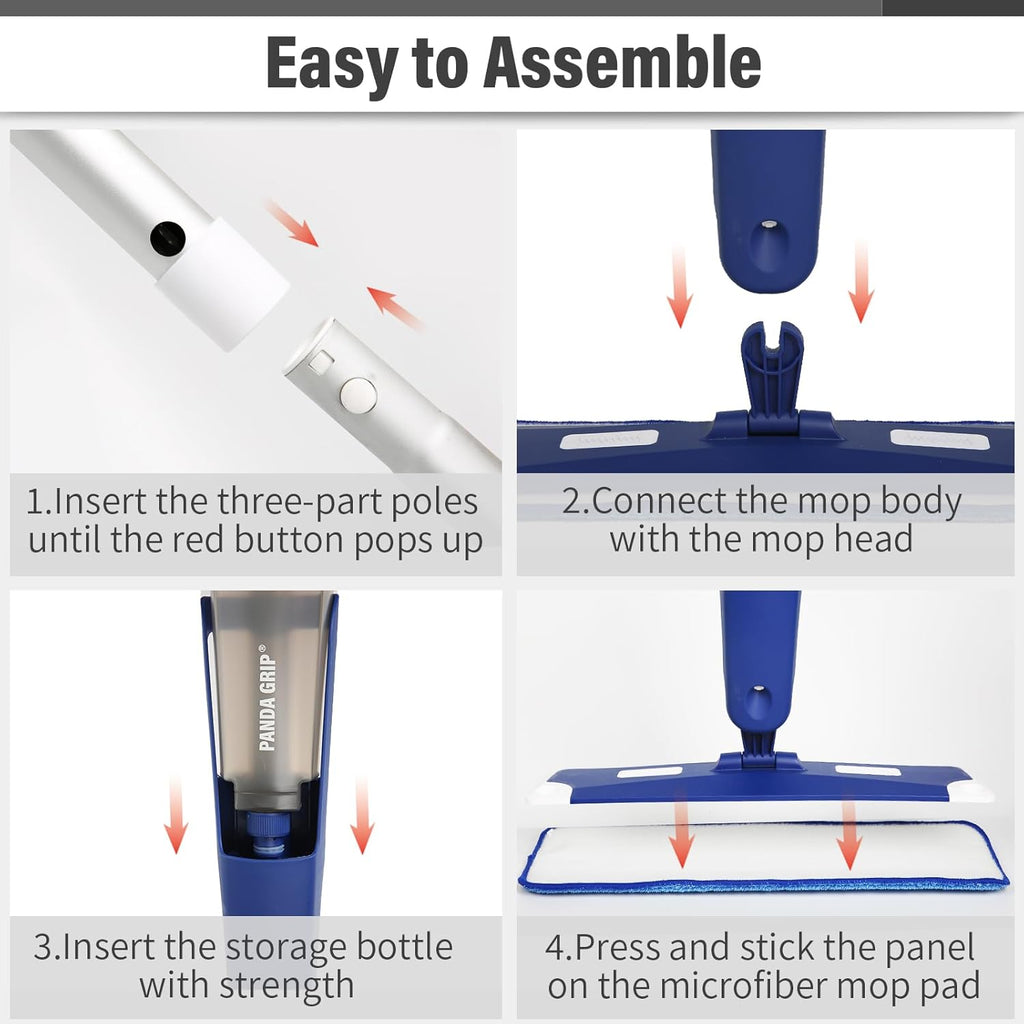 Skiennix Premium Spray Mop - 18-Inch Multi-Purpose Floor Cleaner with 3 Reusable Pads | Blue