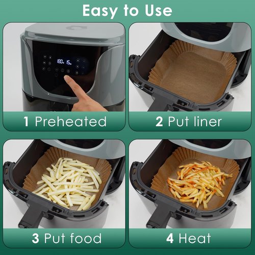 COSORI Disposable Air Fryer Liners - 100PCS Parchment Paper for 2 QT Mini Air Fryer | 4.7 Inch Square Sheets