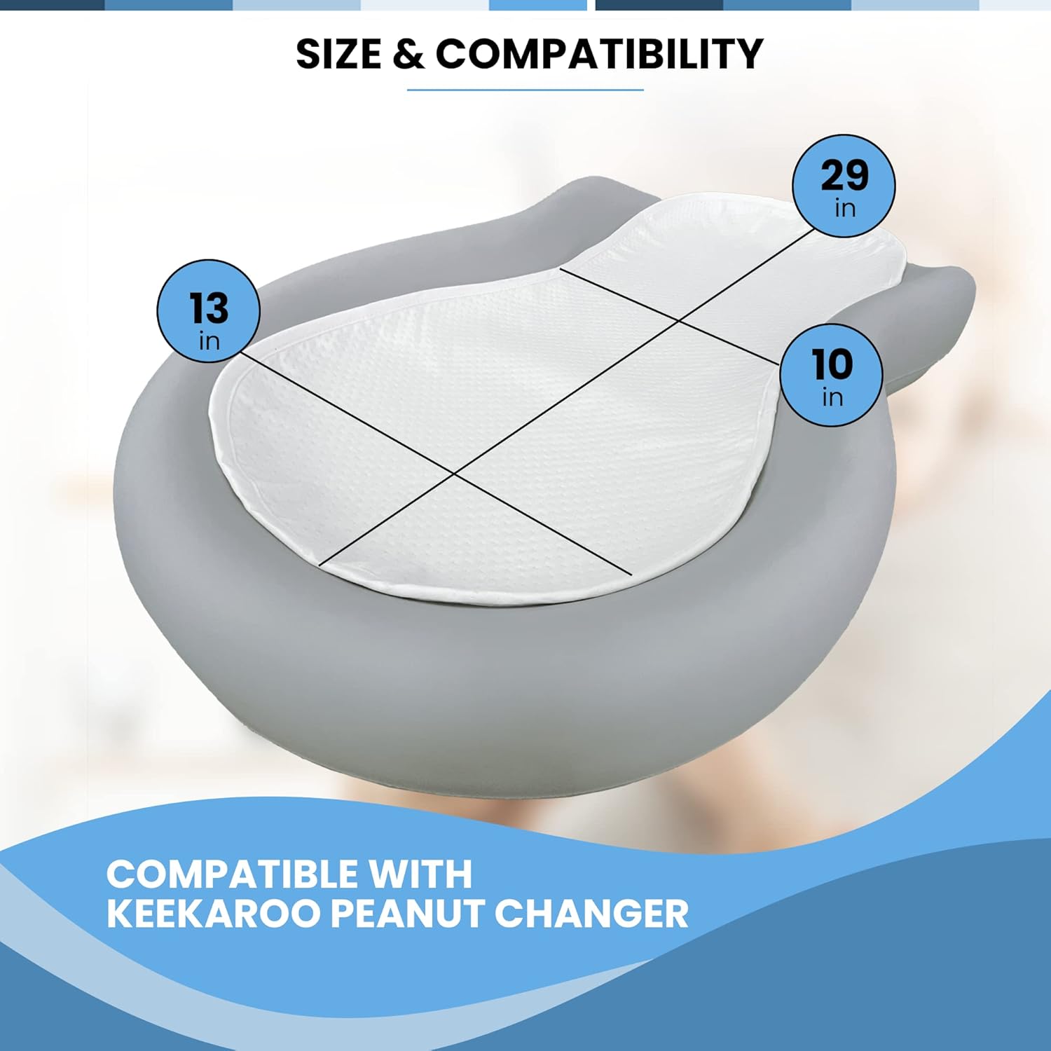 Peanut Changer | Super Soft Changing Pad Liners - Thicker, Waterproof & Machine Washable - 3 Pack