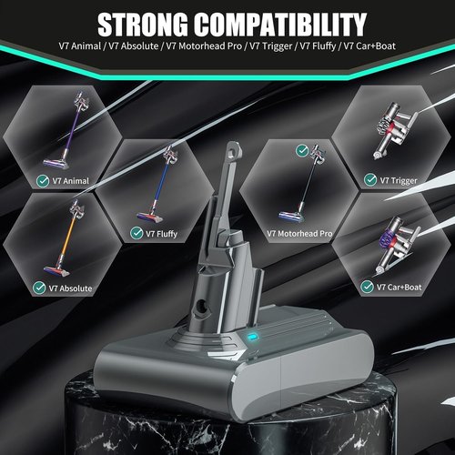EGR Advanced 9000mAh V7 Battery Replacement - Compatible with Dyson SV11 V7 Models | Powerful HEPA Vacuum Cleaner Upgrade