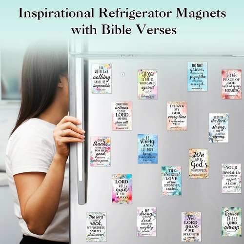 Blosssound 50 Pcs Inspirational Christian Magnets with Bible Verses Religious Refrigerator Magnet Motivational Quotes Fridge Scripture Positive Gifts for Home Office School Locker Decor(Floral)